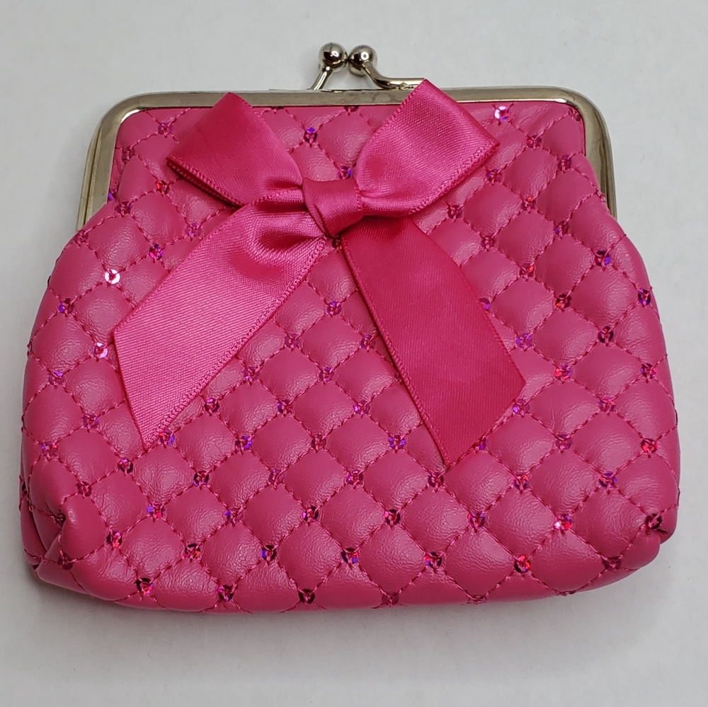 Hot pink coin purse with pink bow